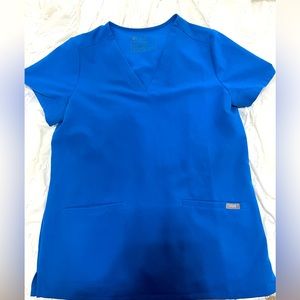 Figs Women Scrub Top 2 Pocket in Small Royal Blue